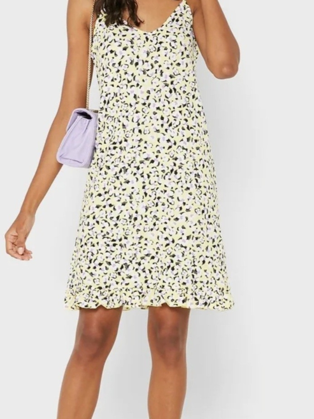 🍍3 For 50🍍Vero Moda Yellow Leopard-Print Slip Dress with Ruffle Hem